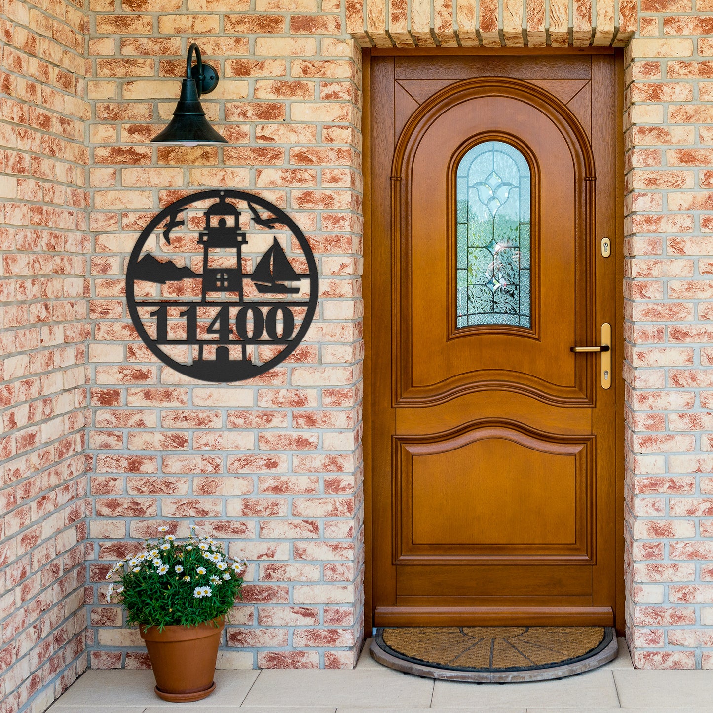 Lighthouse Metal Address Sign Personalized With Your Street Address Numbers