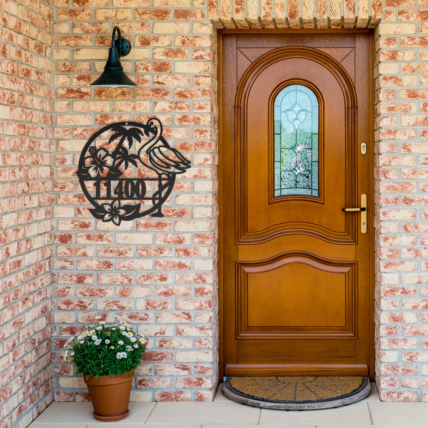 Flamingo Metal Address Sign, Personalized With Your Street Address Numbers