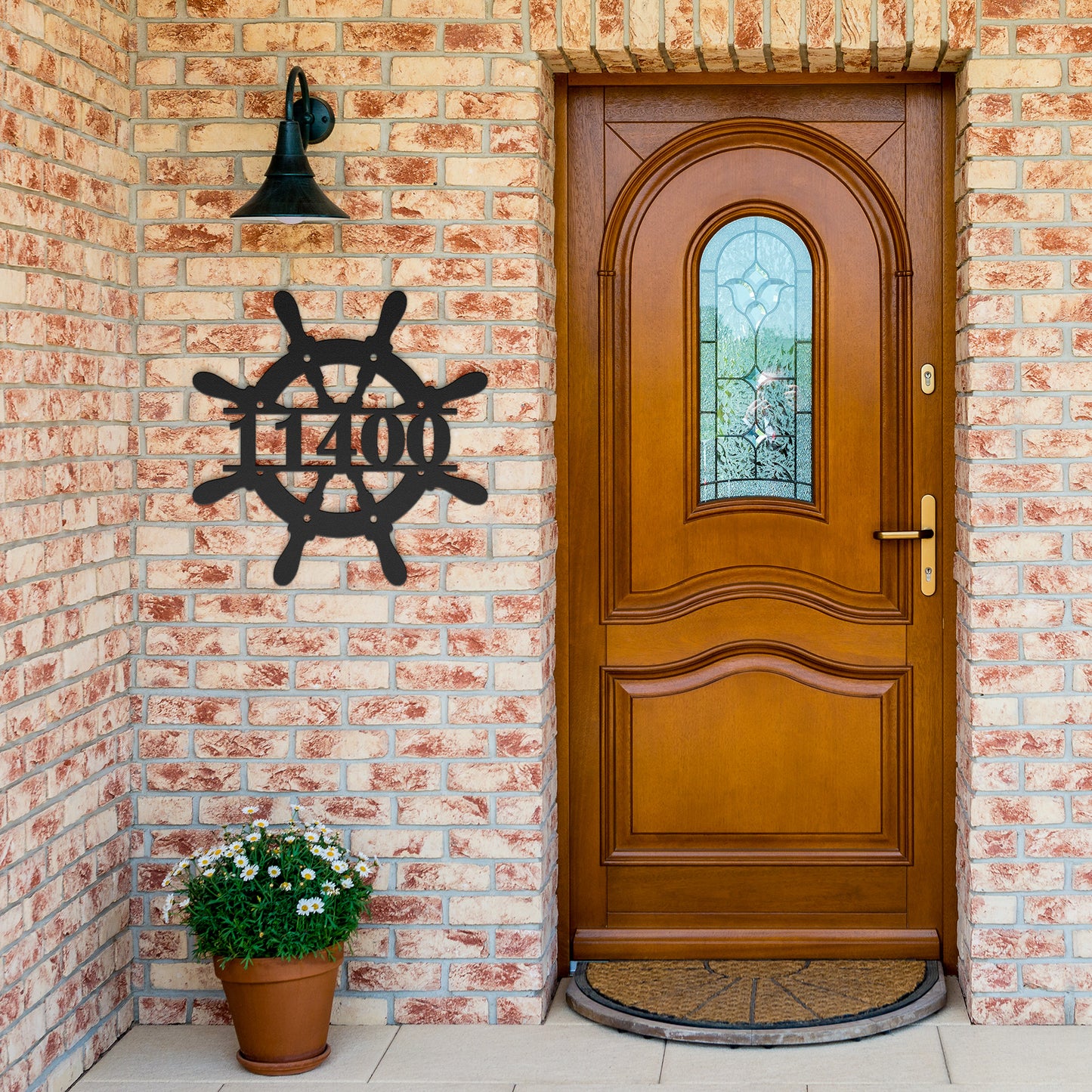 Ship Wheel Metal Address Sign, Personalized With Your Address Numbers