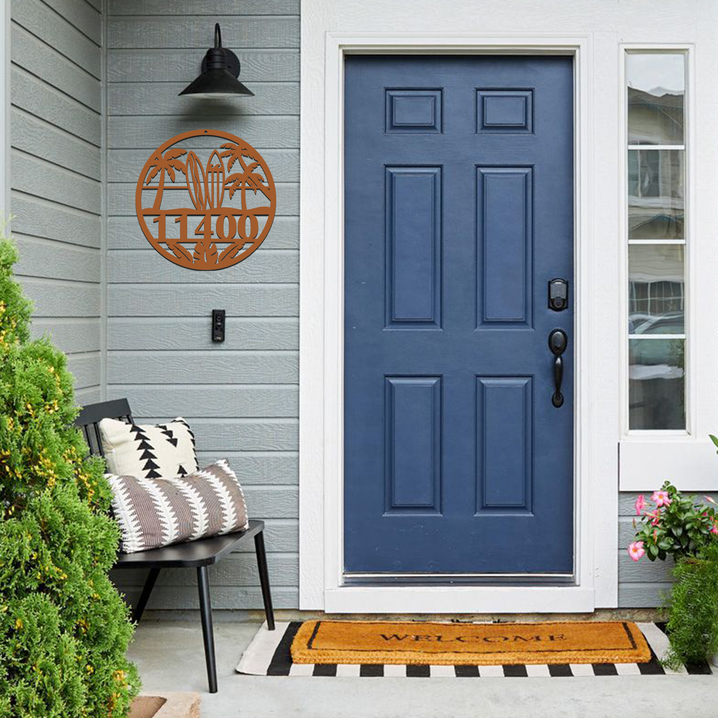 Surfers Beach Metal Address Sign Personalized With Your Street Address Numbers