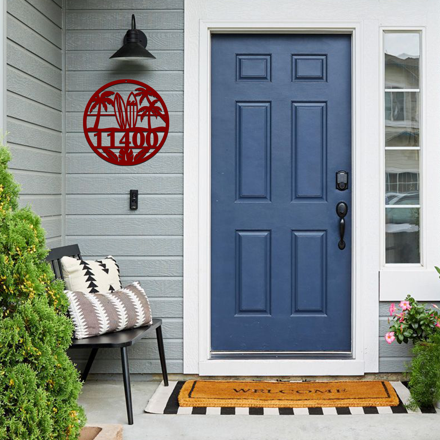 Surfers Beach Metal Address Sign Personalized With Your Street Address Numbers