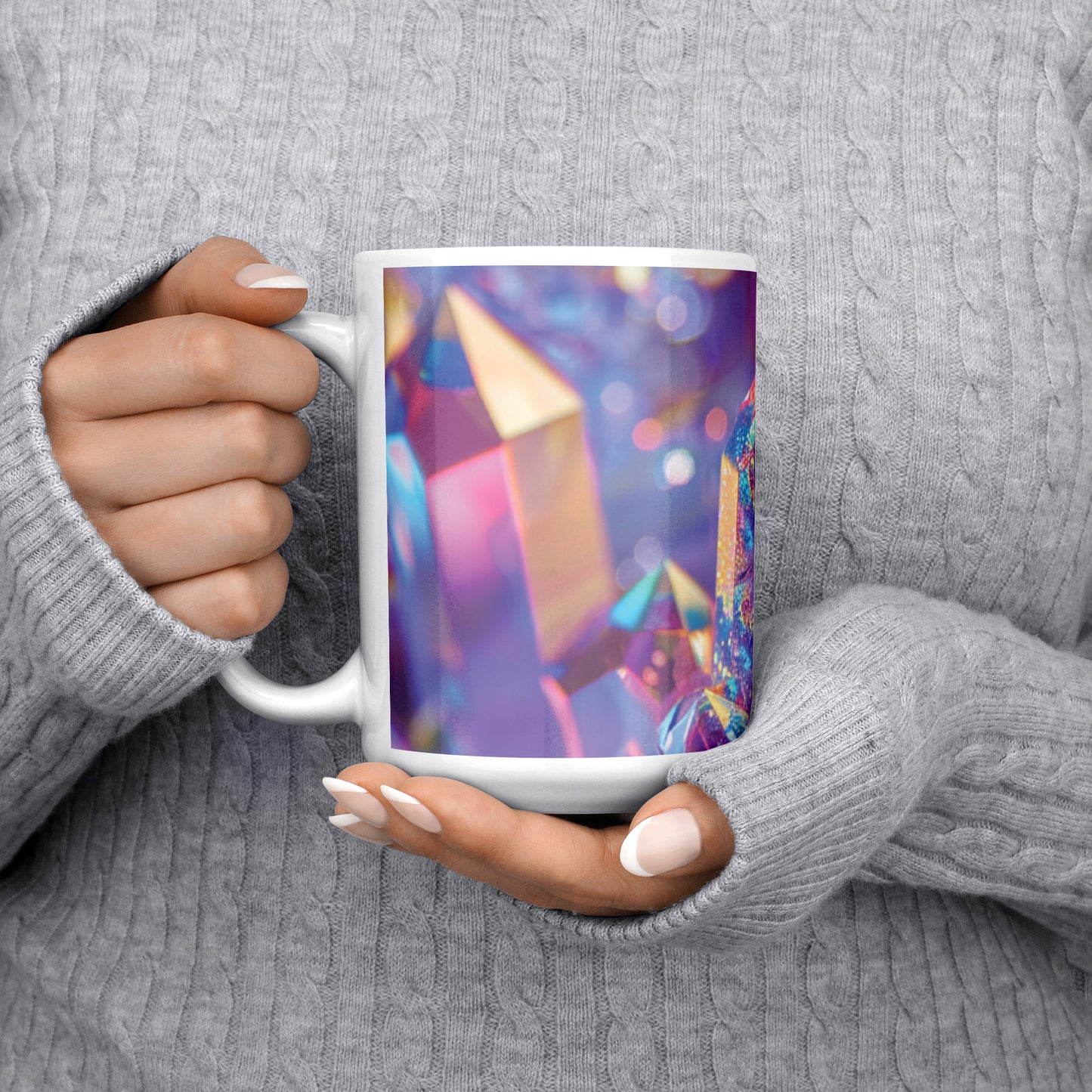 15 ounce 3D Glitter Holographic Crystals Mug