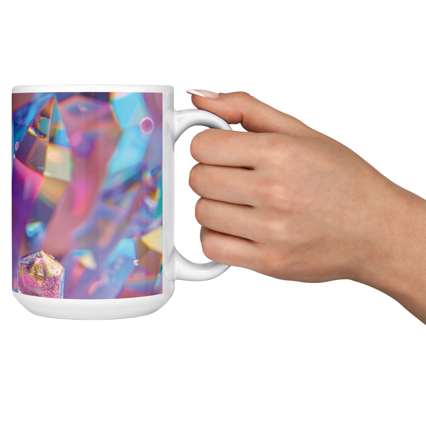 15 ounce 3D Glitter Holographic Crystals Mug