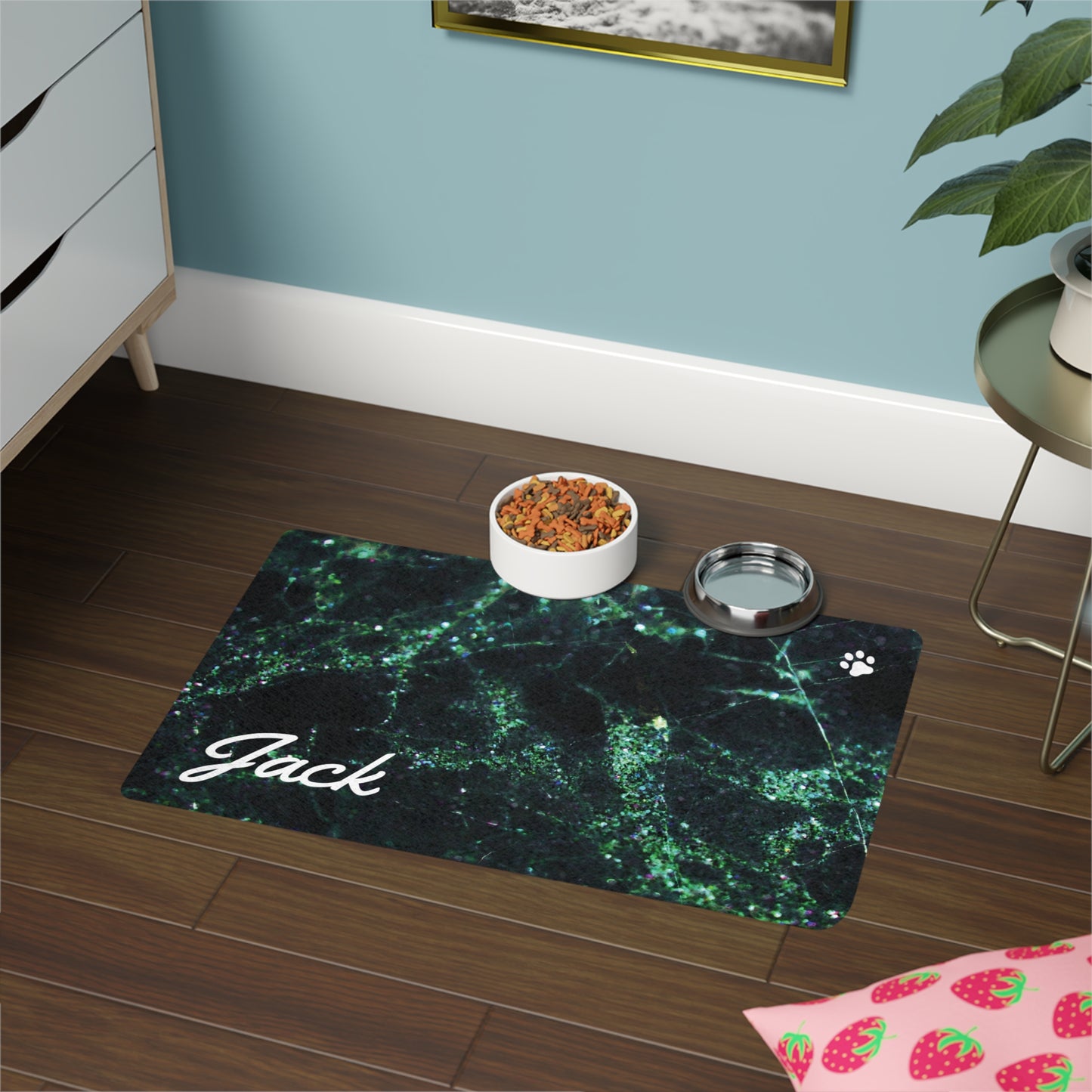 Pet Food Mat (12x18) Green Marble