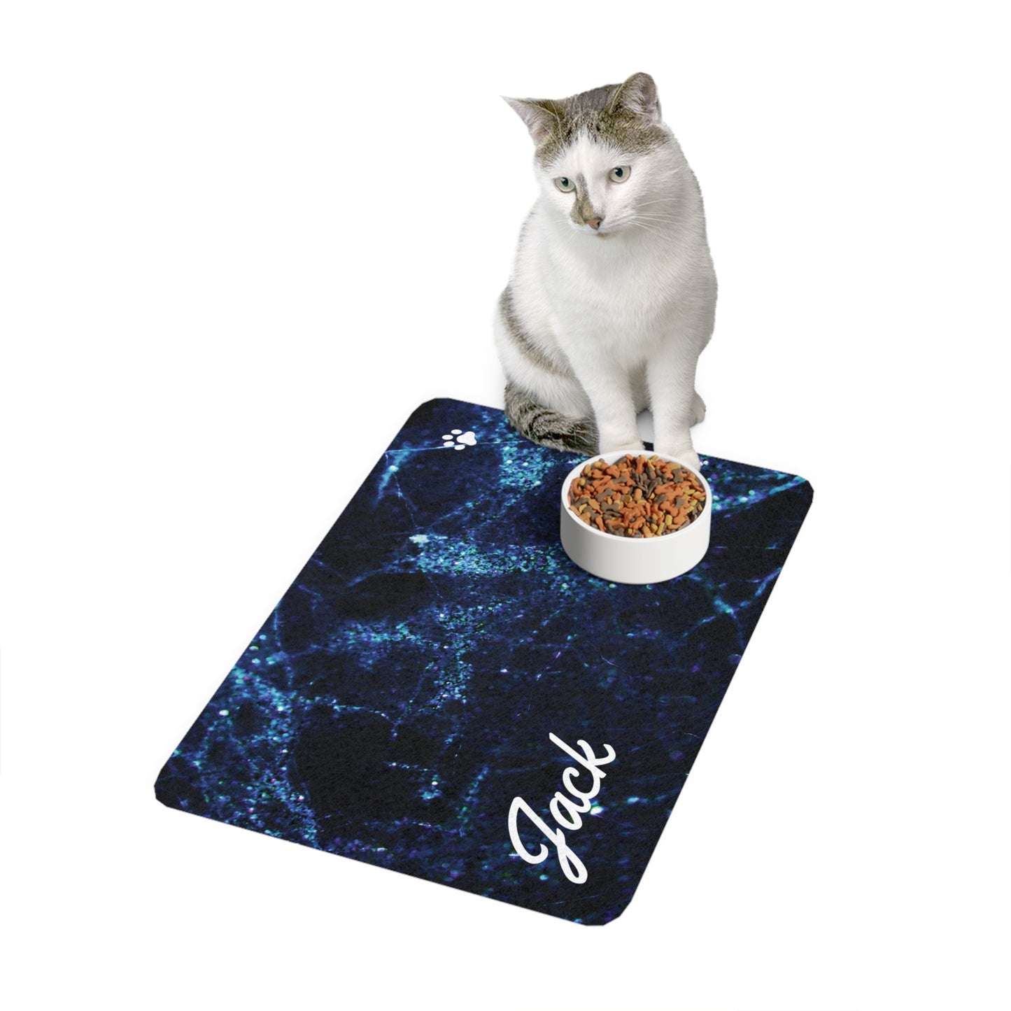 Pet Food Mat (12x18) Blue Marble