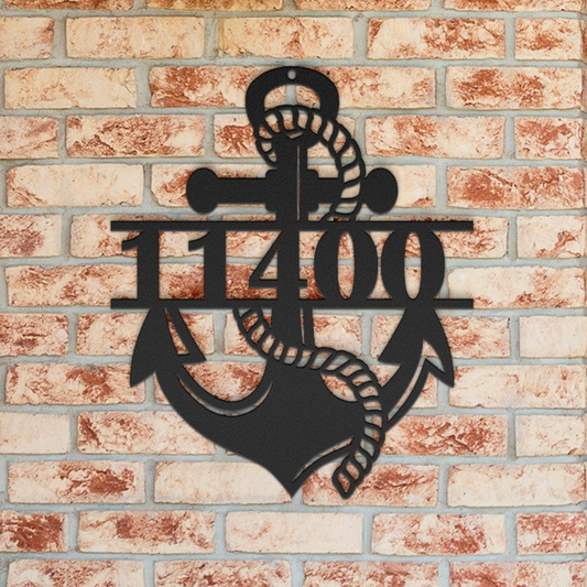 Anchor Metal Address Sign Personalized With Your Street Address Numbers