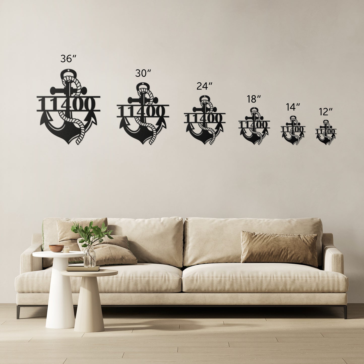 Anchor Metal Address Sign Personalized With Your Street Address Numbers