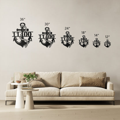 Anchor Metal Address Sign Personalized With Your Street Address Numbers