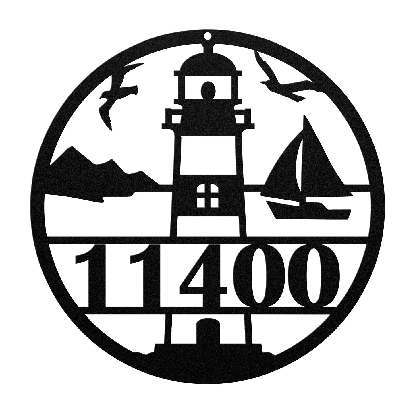 Lighthouse Metal Address Sign Personalized With Your Street Address Numbers