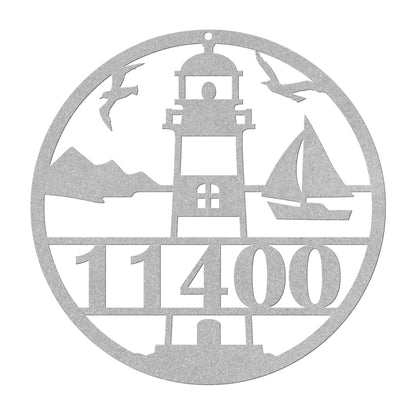 Lighthouse Metal Address Sign Personalized With Your Street Address Numbers