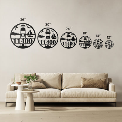 Lighthouse Metal Address Sign Personalized With Your Street Address Numbers