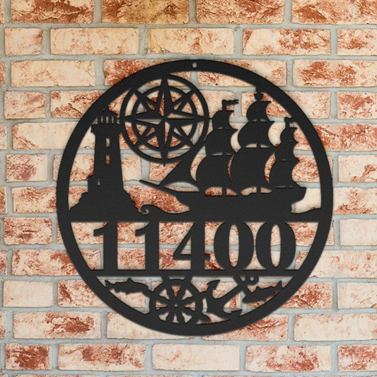 Nautical Metal Address Sign Personalized With Your Street Address Numbers