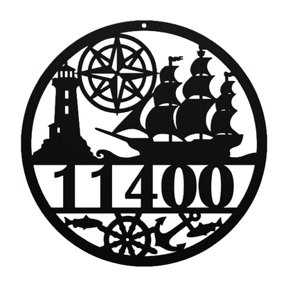 Nautical Metal Address Sign Personalized With Your Street Address Numbers
