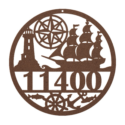 Nautical Metal Address Sign Personalized With Your Street Address Numbers