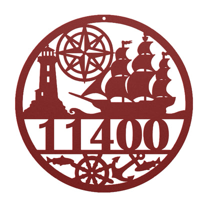 Nautical Metal Address Sign Personalized With Your Street Address Numbers