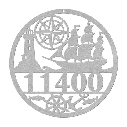 Nautical Metal Address Sign Personalized With Your Street Address Numbers