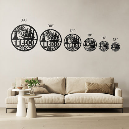 Nautical Metal Address Sign Personalized With Your Street Address Numbers