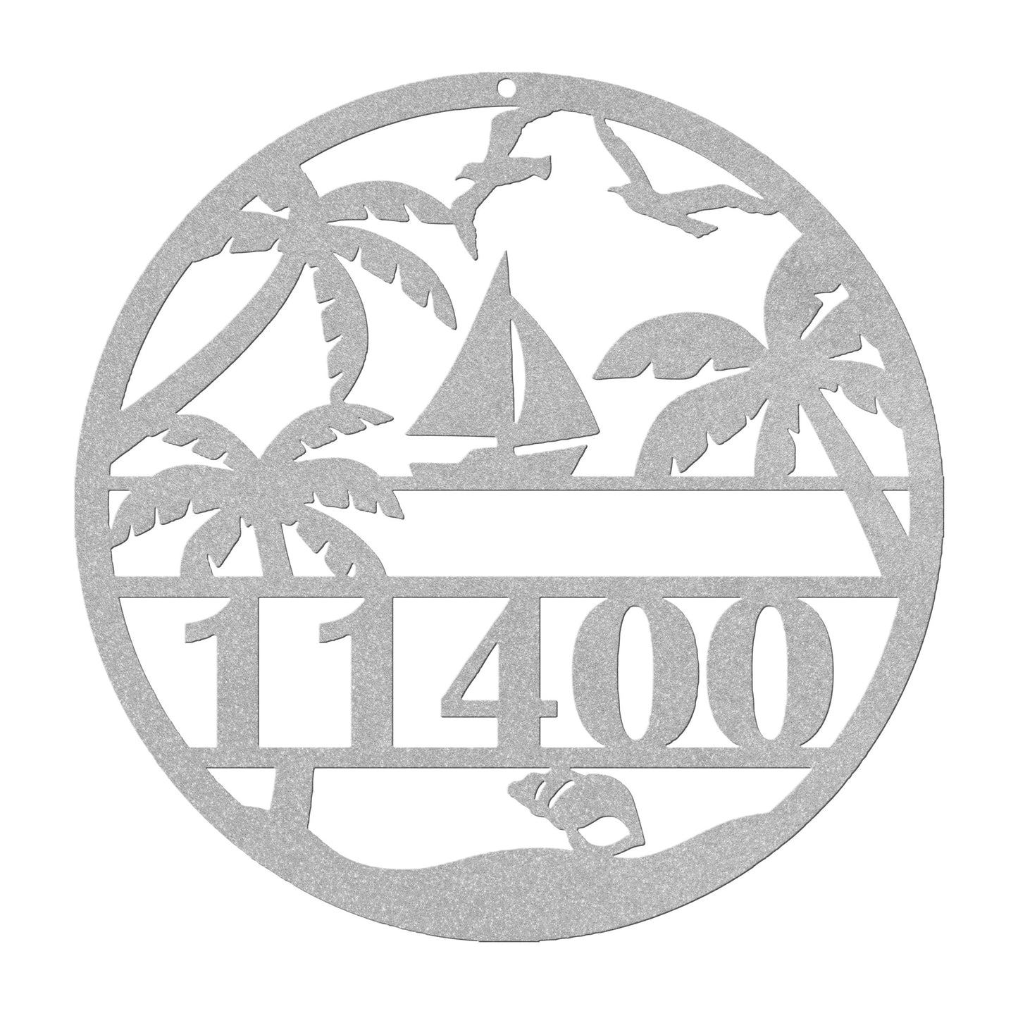 Sailboat Beach Scene Metal Address Sign - Personalized With Your Street Address Numbers