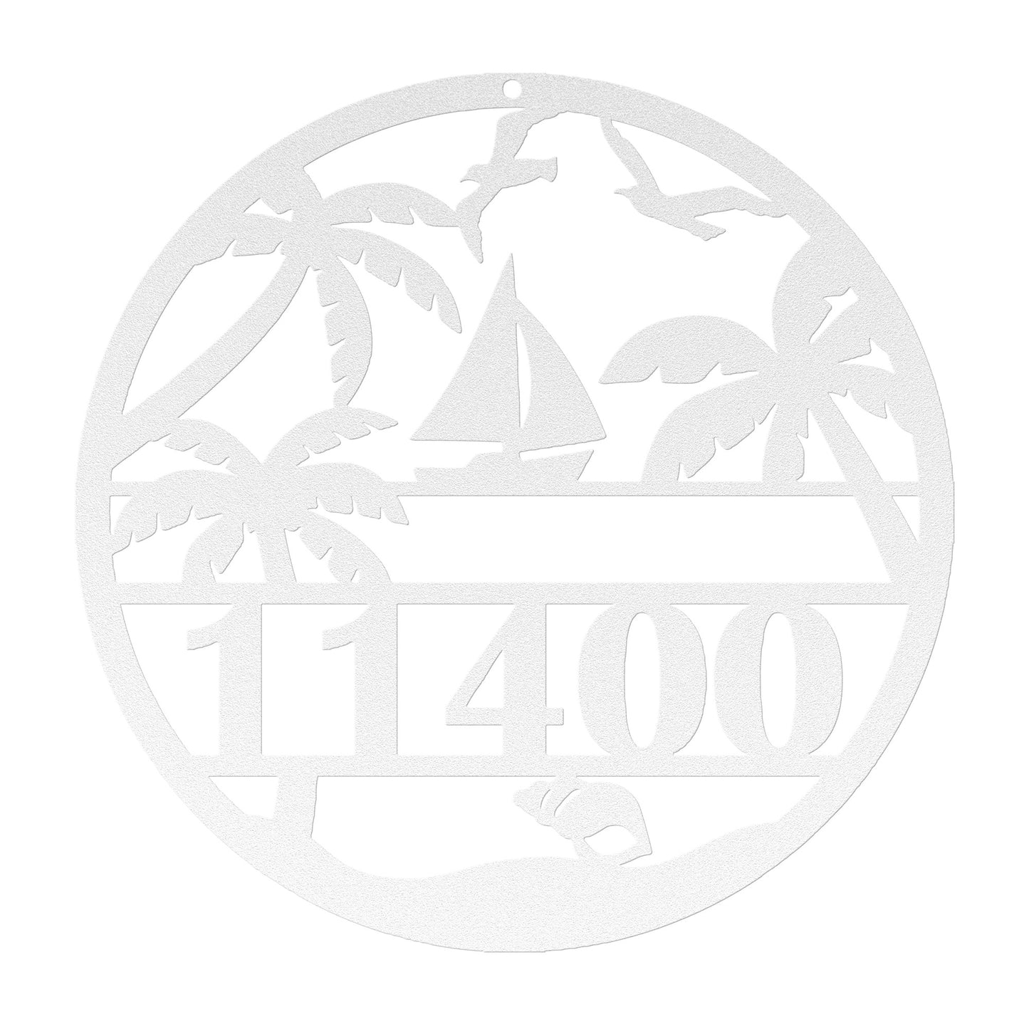 Sailboat Beach Scene Metal Address Sign - Personalized With Your Street Address Numbers