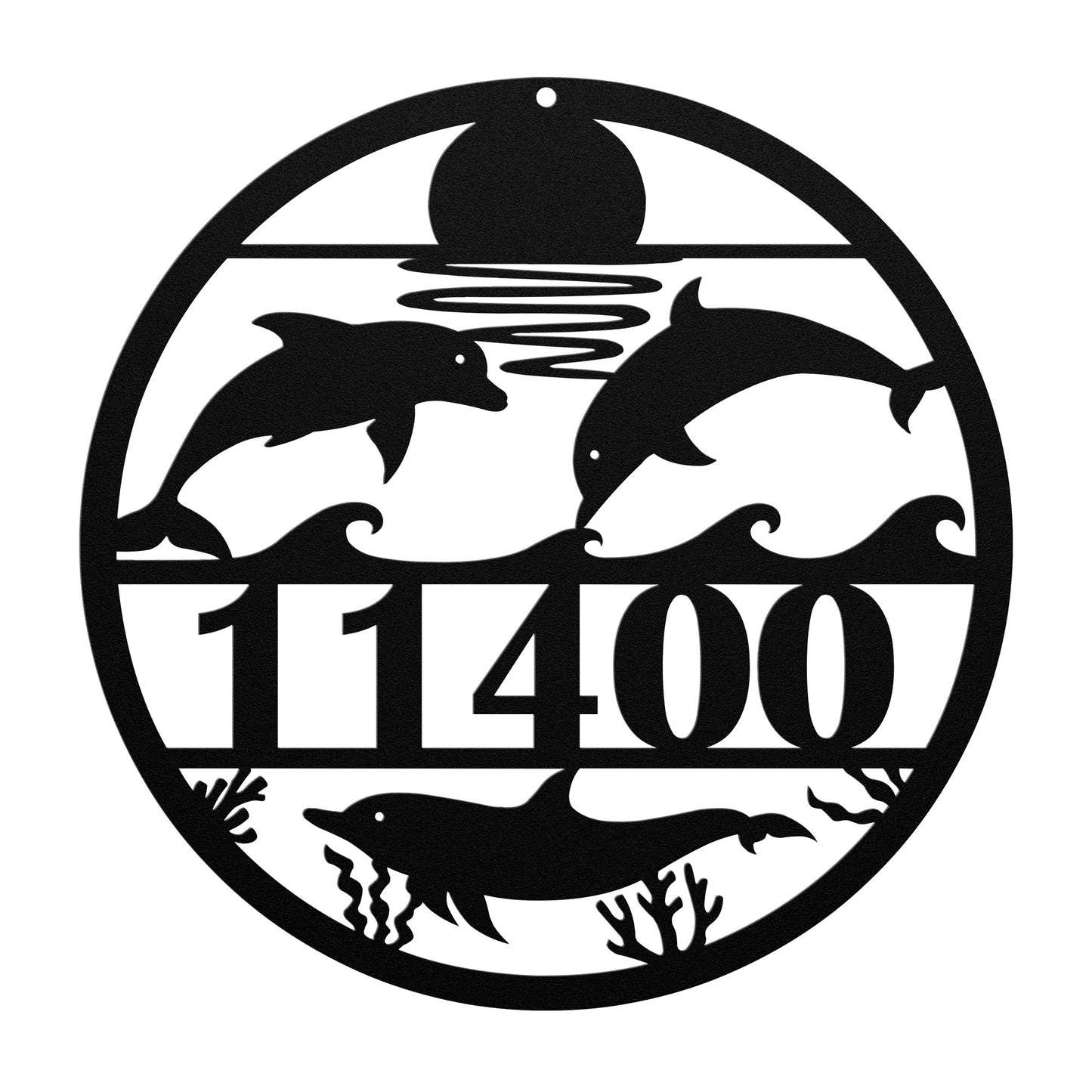 Dolphin Metal Address Sign, Decorative Sign Personalized With Your Street Address Numbers