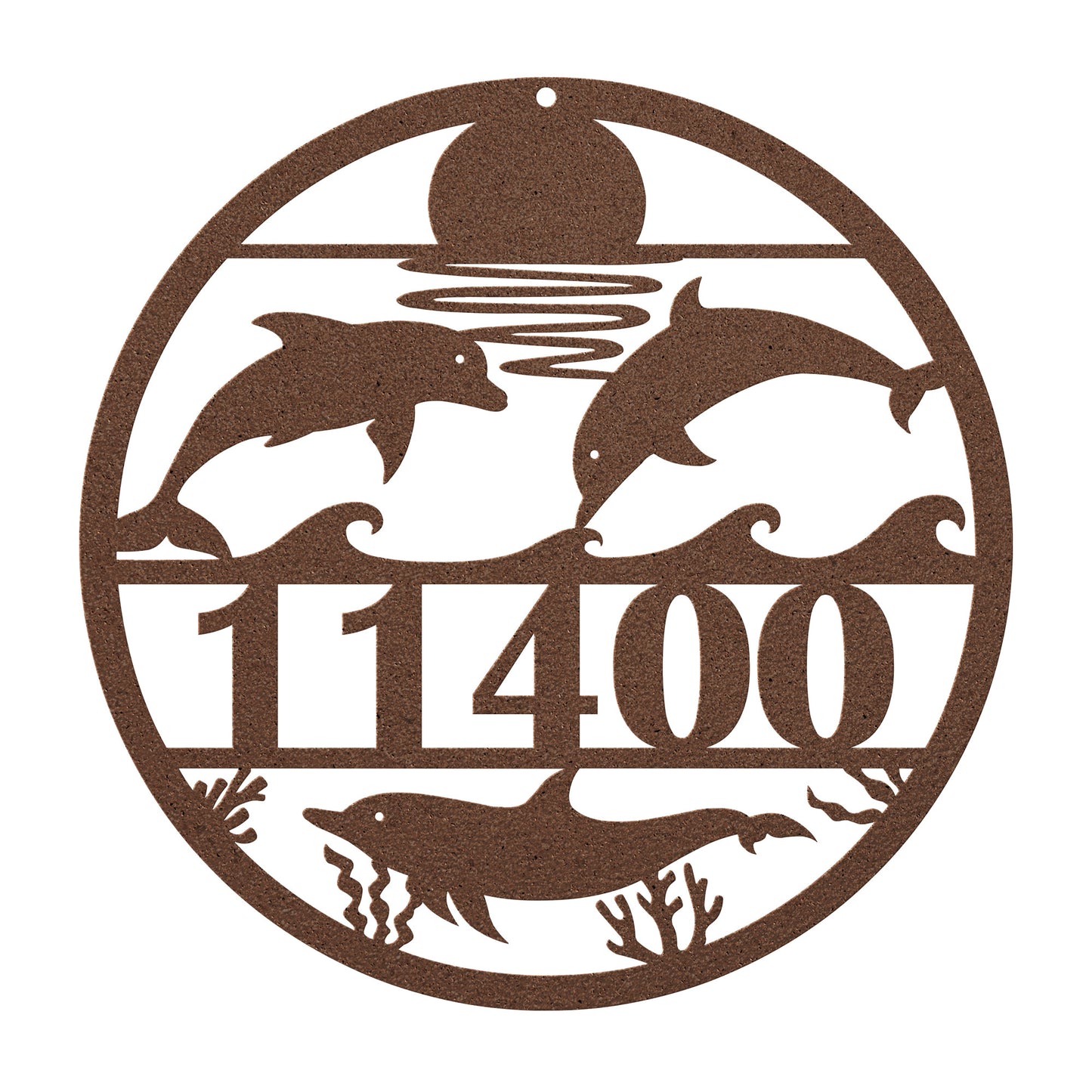Dolphin Metal Address Sign, Decorative Sign Personalized With Your Street Address Numbers