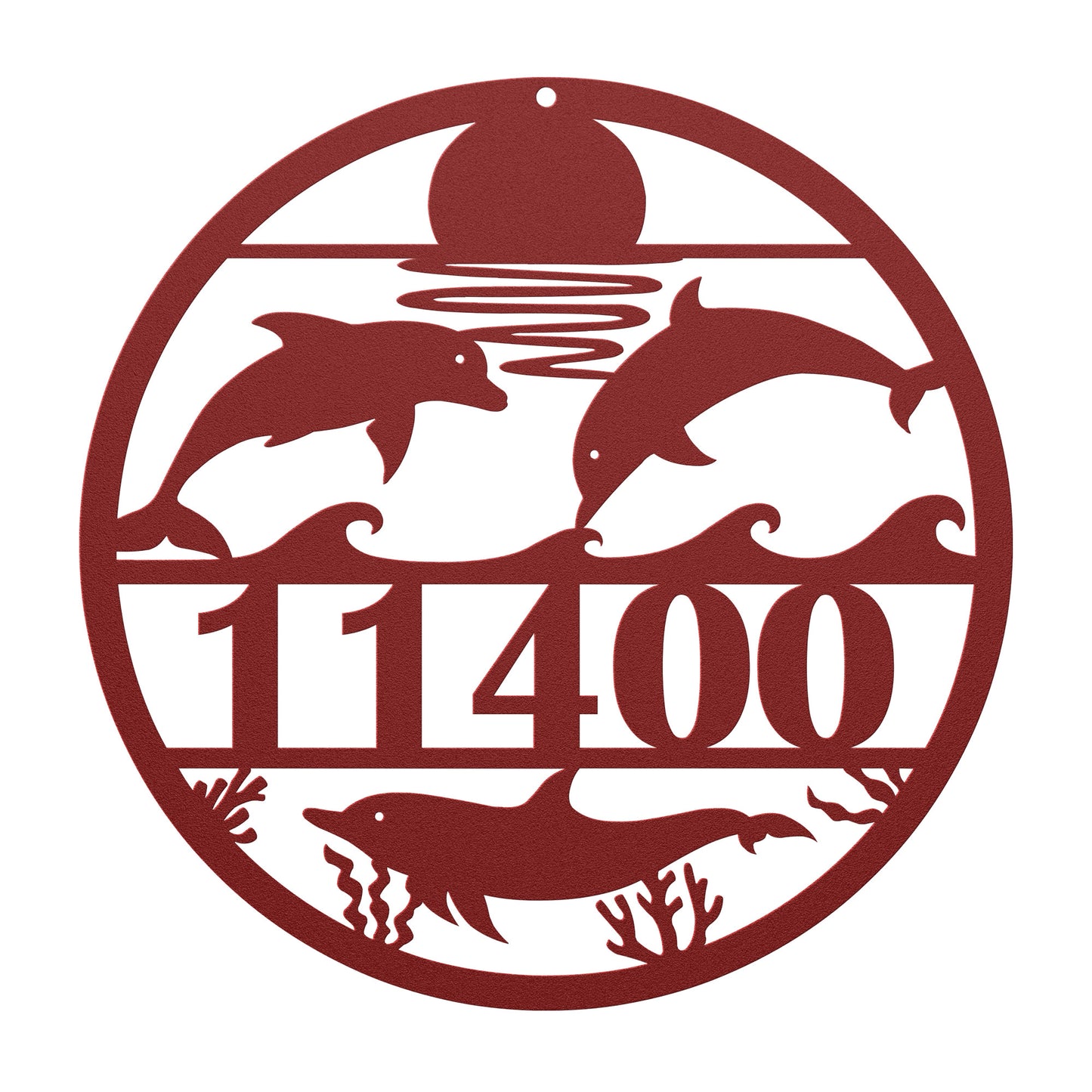 Dolphin Metal Address Sign, Decorative Sign Personalized With Your Street Address Numbers