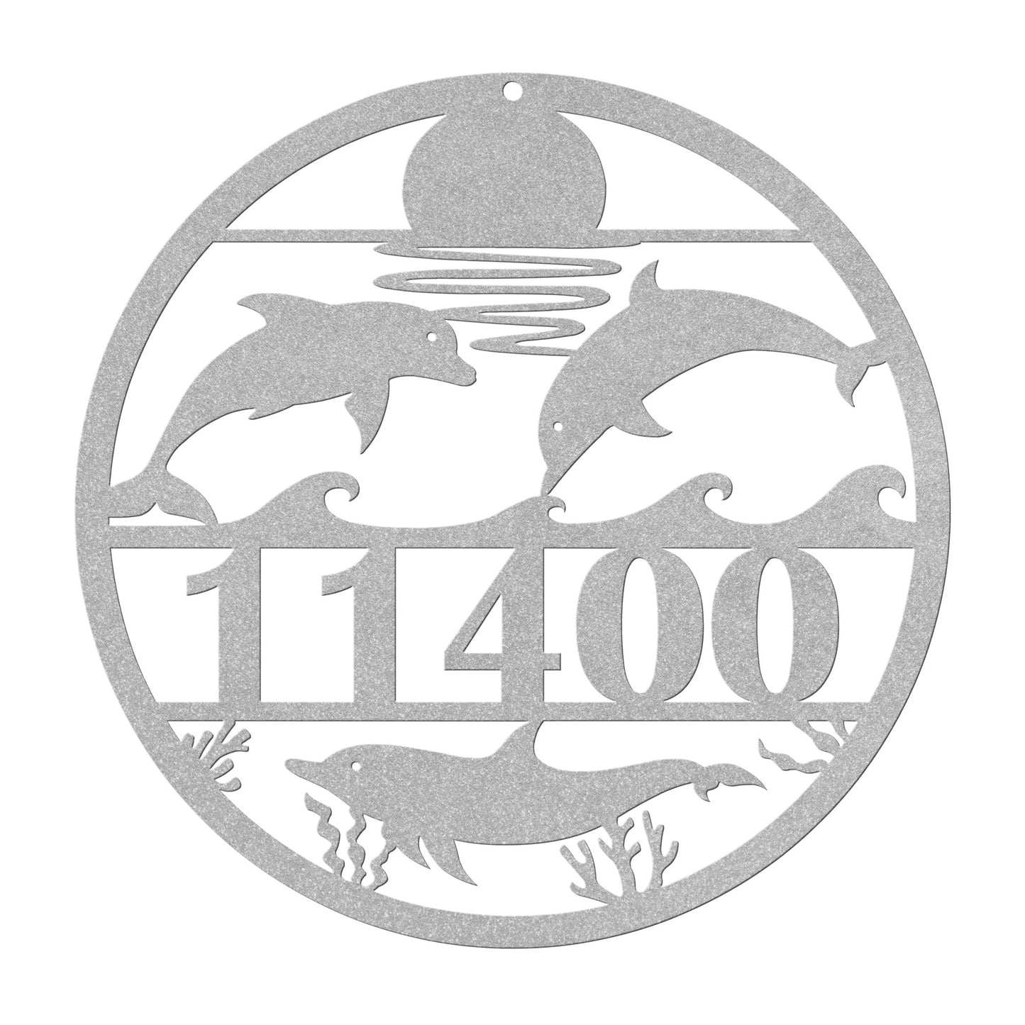 Dolphin Metal Address Sign, Decorative Sign Personalized With Your Street Address Numbers
