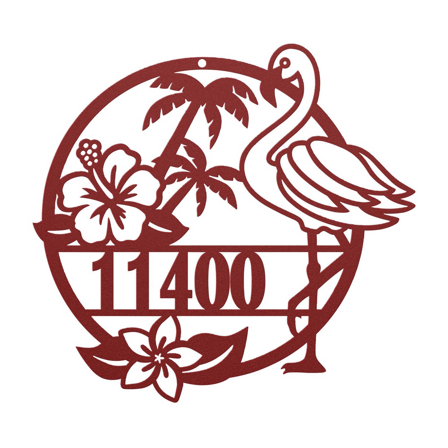 Flamingo Metal Address Sign, Personalized With Your Street Address Numbers