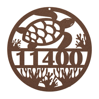 Turtle Metal Address Sign Personalized With Your Street Address Numbers