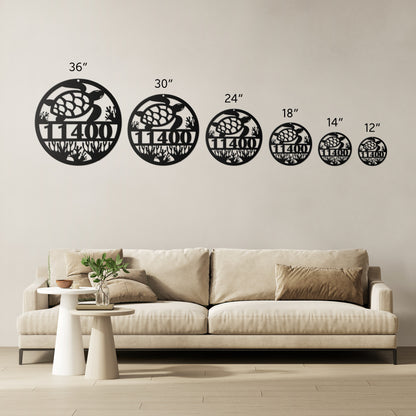 Turtle Metal Address Sign Personalized With Your Street Address Numbers