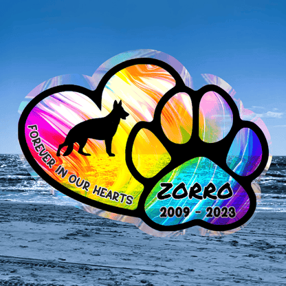 Dog Memorial Window Cling Decal Suncatcher Personalized with Pet's Name and Likeness
