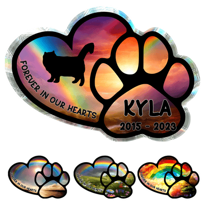 Cat Memorial Window Cling Decal Suncatcher Personalized with Cat's Name and Likeness