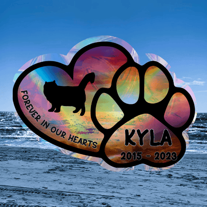 Cat Memorial Window Cling Decal Suncatcher Personalized with Cat's Name and Likeness