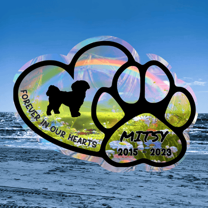 Dog Memorial Window Cling Decal Suncatcher Personalized with Pet's Name and Likeness