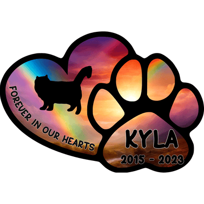 Cat Memorial Window Cling Decal Suncatcher Personalized with Cat's Name and Likeness