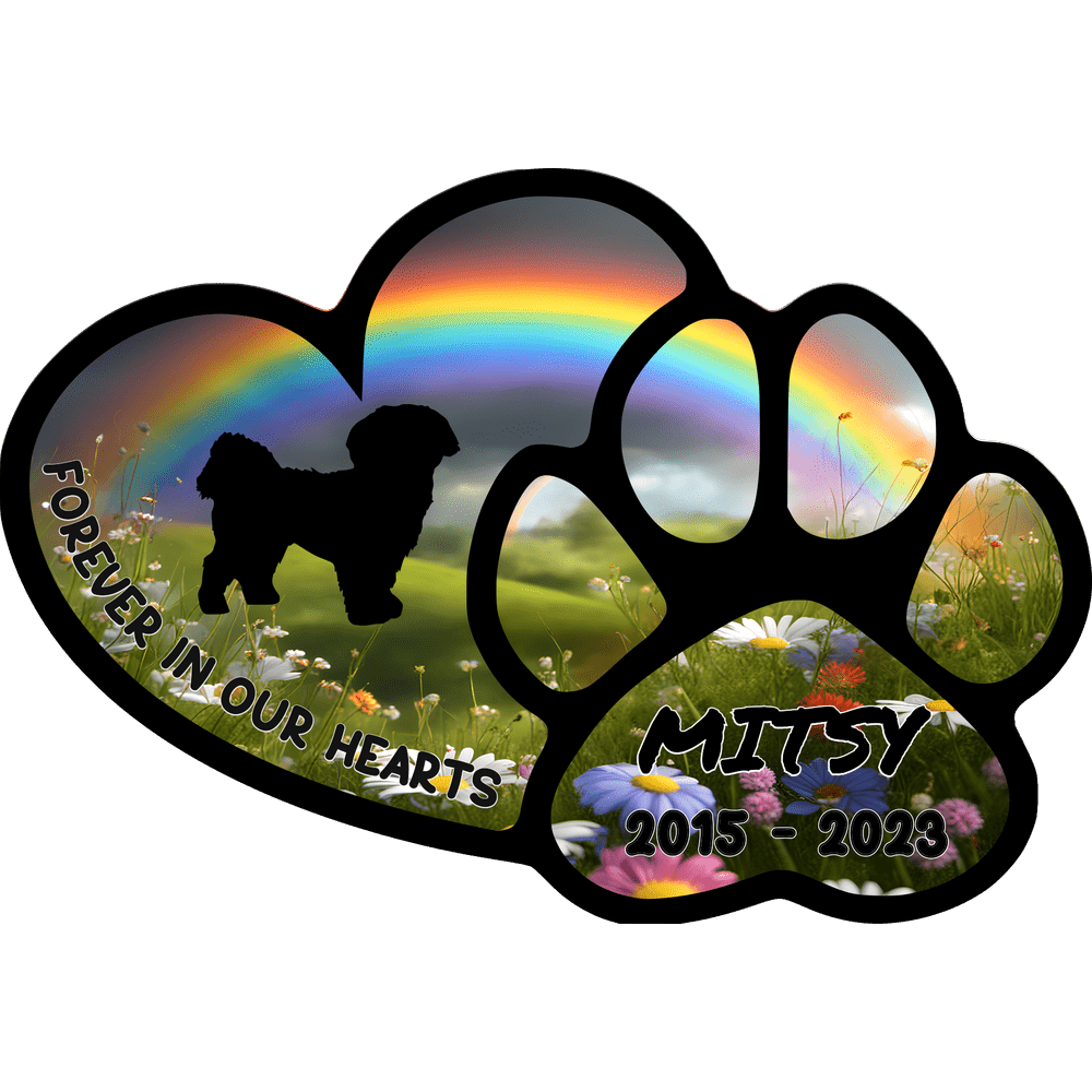 Dog Memorial Window Cling Decal Suncatcher Personalized with Pet's Name and Likeness