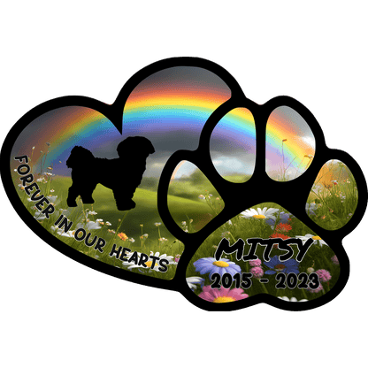 Dog Memorial Window Cling Decal Suncatcher Personalized with Pet's Name and Likeness