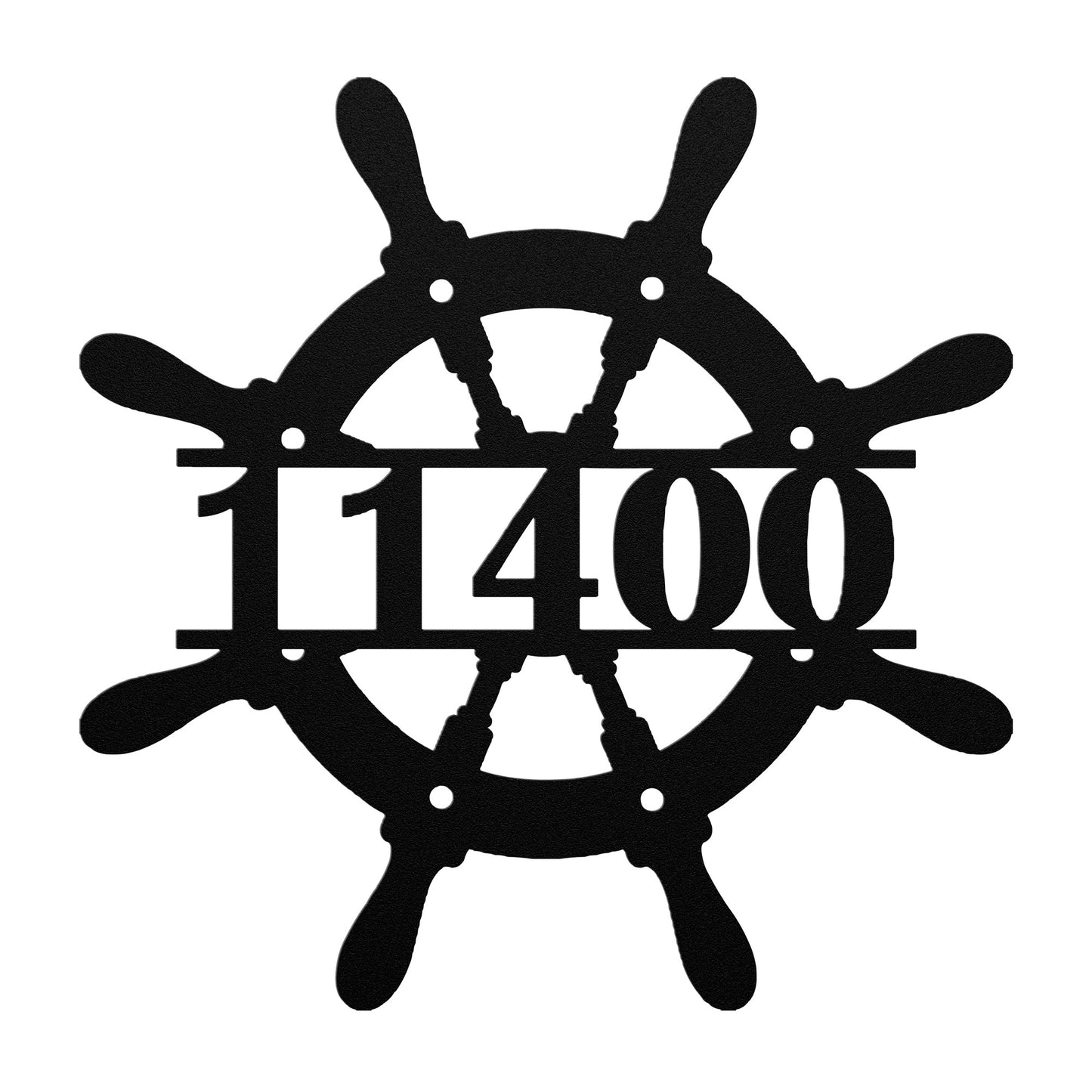 Ship Wheel Metal Address Sign, Personalized With Your Address Numbers