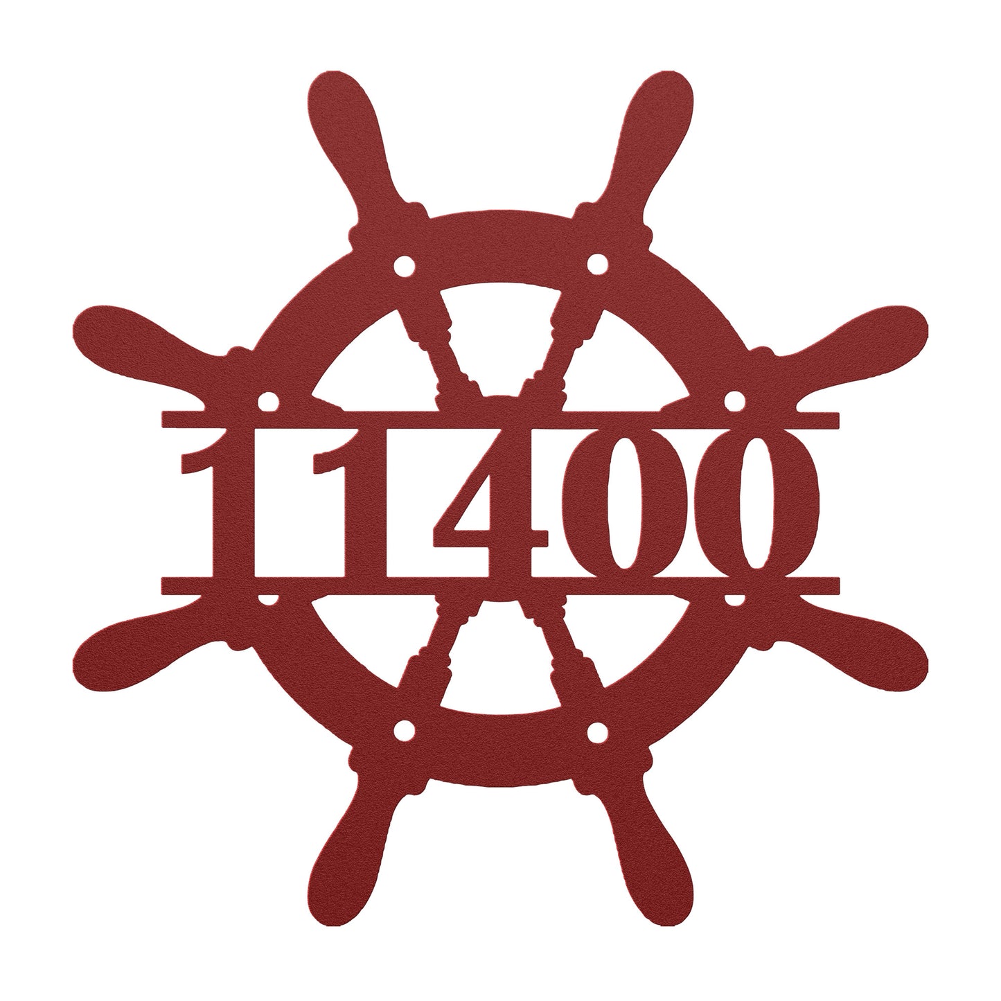Ship Wheel Metal Address Sign, Personalized With Your Address Numbers
