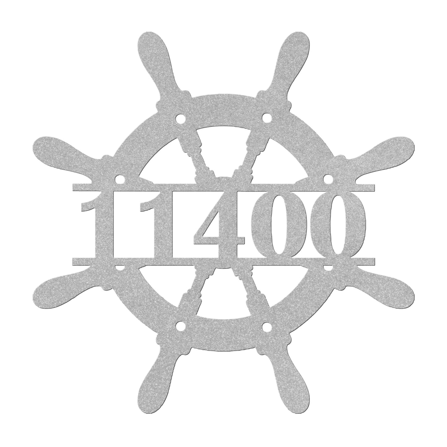 Ship Wheel Metal Address Sign, Personalized With Your Address Numbers