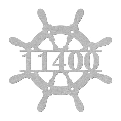 Ship Wheel Metal Address Sign, Personalized With Your Address Numbers