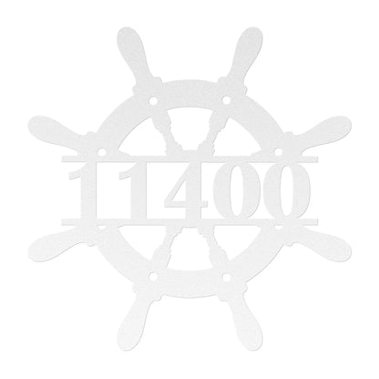 Ship Wheel Metal Address Sign, Personalized With Your Address Numbers