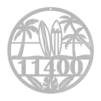 Surfers Beach Metal Address Sign Personalized With Your Street Address Numbers