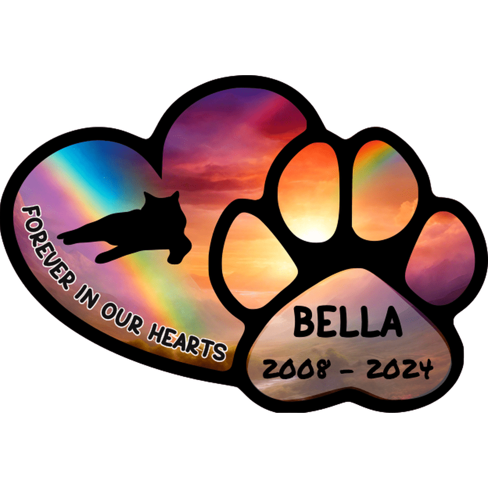 Cat Memorial Window Cling Decal Suncatcher Personalized with Cat's Name and Likeness
